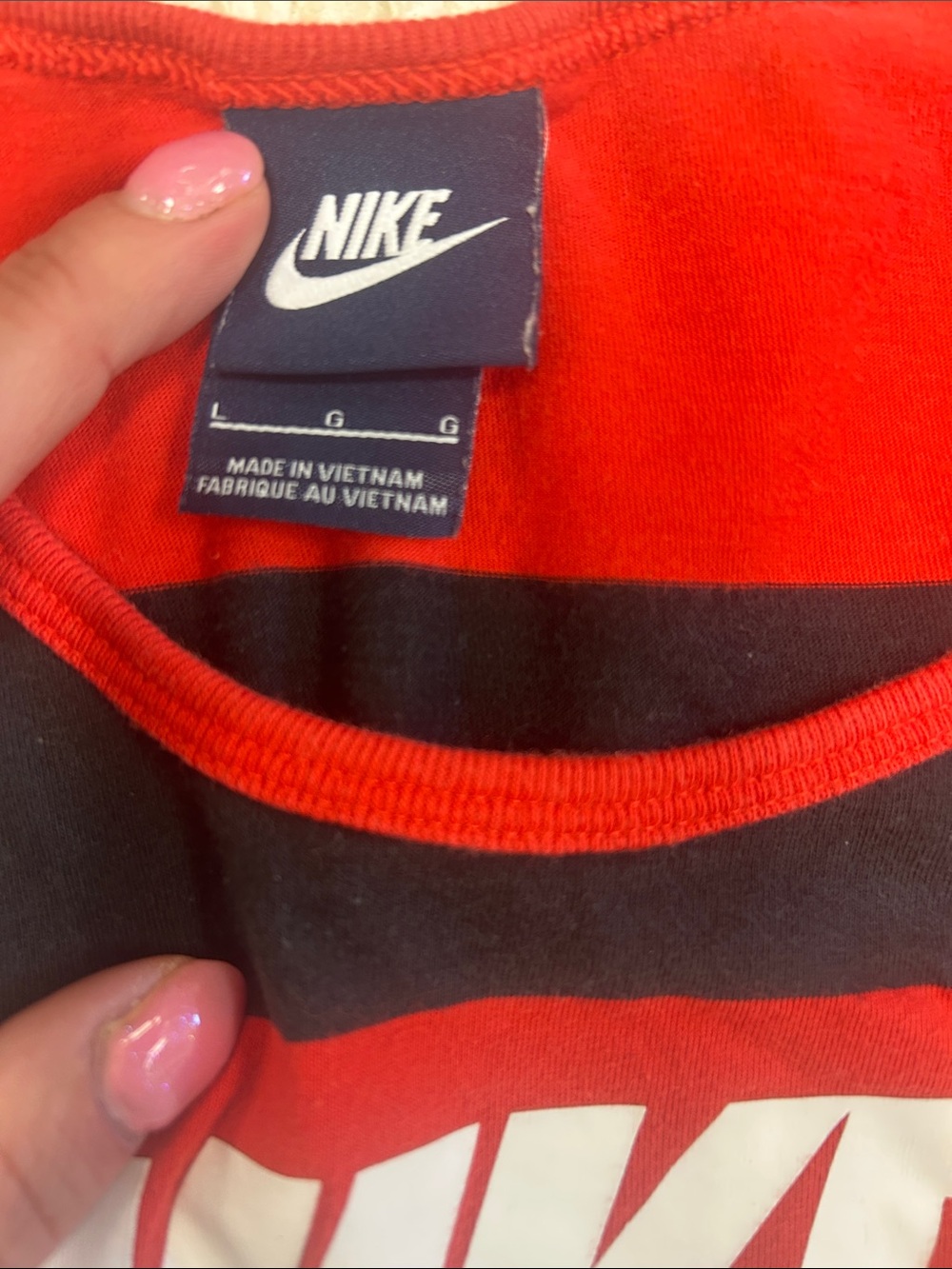 Nike Red and Black Striped Men's Tank with White Logo - Picture 2 of 3